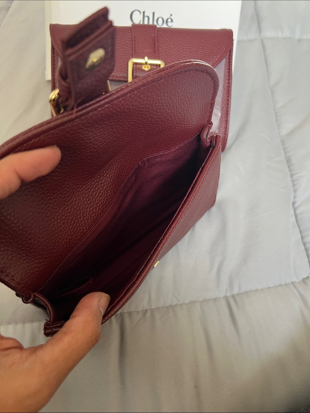 NIB CHLOE Burgundy Leather Buckle Pouch/Wallet - Picture 5 of 6